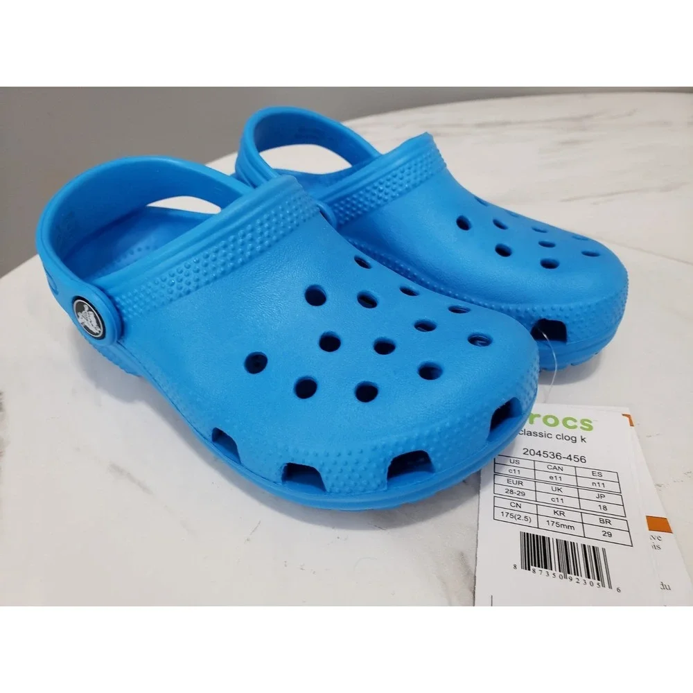 NEW SZ 2 / J2 Crocs CLASSIC KIDS YOUTH ClogS  Ocean blue JUNIOR boy girl